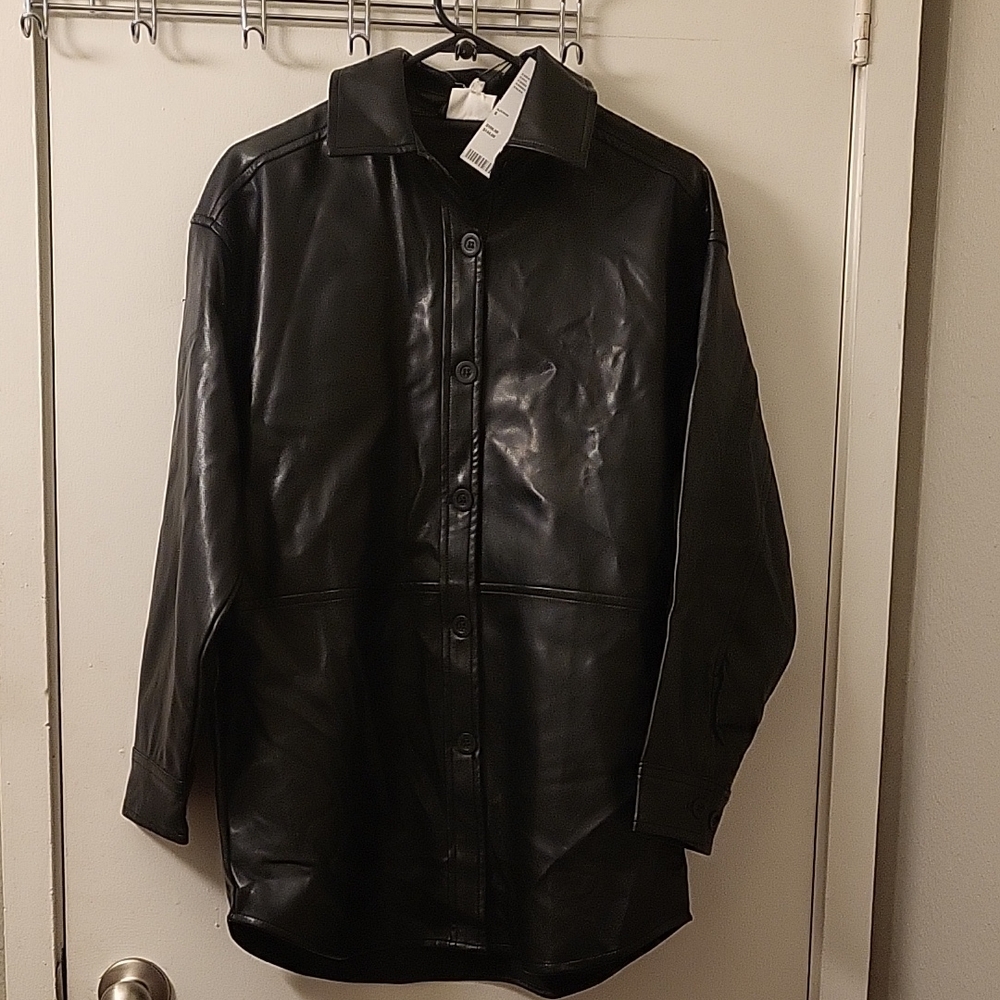 NIA Black Faux Leather Jacket Size S